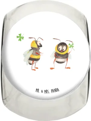 Produktbild von Mr. & Mrs. Panda Bonboniere Bienen Paar XL 2000ml - Weiß - Geschenk, Freund, Kaffeedose, Vorratsglas, Vorratsbehälter, schraubglas, Süßigkeitenglas, Hocheitstag, Teedose