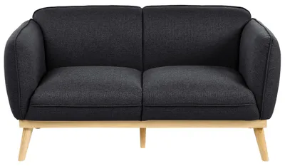 Zdjęcie produktu dla BELIANI Sofa 2-osobowa czarna tapicerowana drewniane nóżki w stylu skandynawskim kanapa