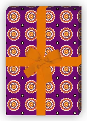 Produktbild von Schönes ethno Blumen Geschenkpapier Set, lila - G8769, 32 x 48cm