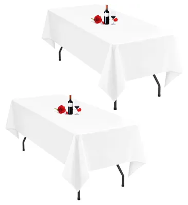 Produktbild von Waschbare Tischdecke - Rechteckig 153 x 260 cm - Set von 2 - Polyester - Für Hochzeit/Feier - Weiß - Tischbezug