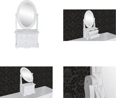 Produktbild von vidaXL Schminktisch mit ovalem Schwenkspiegel MDF - Schminktisch - Schminktische - Frisiertisch - Poudreuse