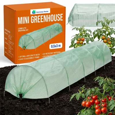 Produktbild von Garten-Folientunnel, Mini-Gewächshaus für den Anbau, 300 x 45 x 30 cm, grün