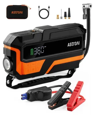 Produktbild von Starthilfe Powerbank mit 150PSI Luftkompressor für 12V Fahrzeuge (8L Benzin/6L Diesel), Orange
