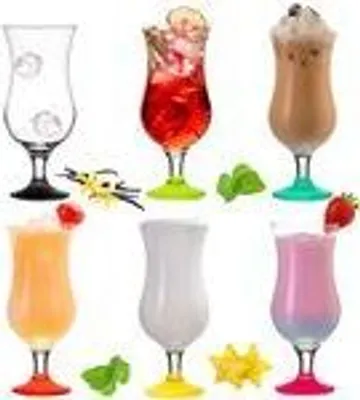 Produktbild von PLATINUX Cocktailgläser 400ml (max. 470ml) aus Glas Set 6-Teilig Longdrinkgläser Partygläser Hurricanegläser Groß Bunt