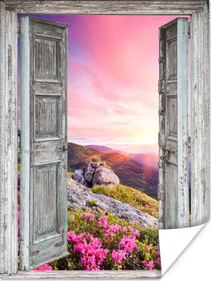 Produktbild von MuchoWow® Poster Berge - Landschaft - Aussicht - Blumen 120x160 cm - Wandbilder