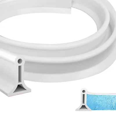 Immagine prodotto di Guarnizione perimetrale impermeabile, 200 cm - Autoadesiva - Guarnizione in silicone - Barriera antacqua - Soglia per doccia - Altezza 4 cm - Profilo sigillante per doccia