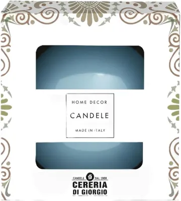 Imagen del producto de Vela de cera de abeja, diámetro 10 cm - tiempo de duración: 49 horas - color: azul grisáceo - caja de regalo - Cereria Di Giorgio