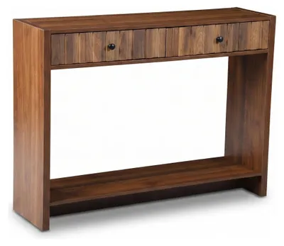 Productafbeelding van SensaHome Japandi console tafel – bijzettafel met 2 lades en een opbergruimte – 110x30x80 cm – Walnoot