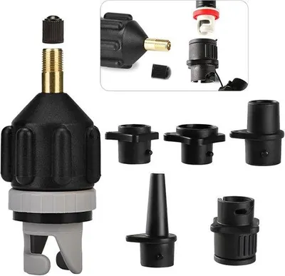 Produktbild von SUP-Ventiladapter - Aufblasadapter für SUP-Boards - 4 Aufsätze - Adapter für Kompressor und Luftpumpe - Universal Pumpenadapter - Für Schlauchboote