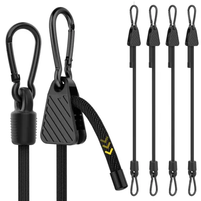 Produktbild von Spanngummis mit Karabiner 100cm verstellbar schwarz 4er Set Latex Expander für Ladung