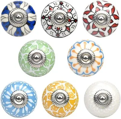 Immagine prodotto di Bottoni in Vetroceramica - vintage dipinti a mano - 8 pezzi - 40 mm