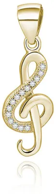 Obrázok produktu pre Pozlátený prívesok so zirkónmi Husľový kľúč AGH591-GOLD