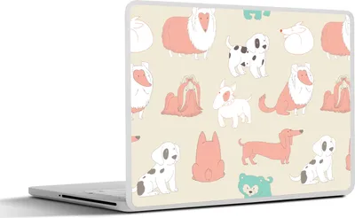 Produktbild von MuchoWow® Laptop Aufkleber Sticker Cover Muster - Hund - Welpe - Jungen - Mädchen - Kinder - Kinder 30x22 cm - Laptop-Sticker