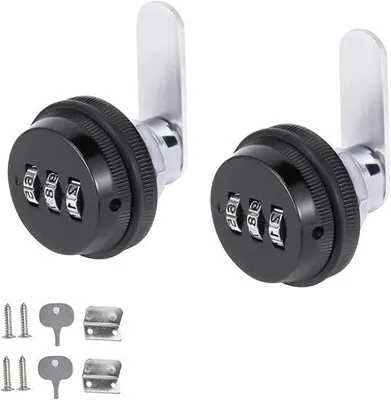 Produktbild von 2 Stück Kombinationschlösser 62*38 mm für 15-25 mm Paneeldicke - Schloss für Schrank - Ladeschloss - Briefkastenschloss mit Code - für Schrank und Briefkasten - schwarz