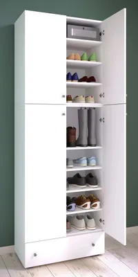 Produktbild von LonaXXL Schuhschrank 4 Türen 1 Schublade weiß.