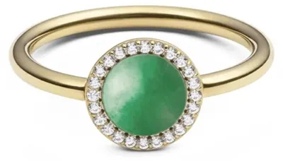 Image de Bague plaquée or avec cristaux Jade et Audrey DW0040134 - Circonférence : 52 mm.