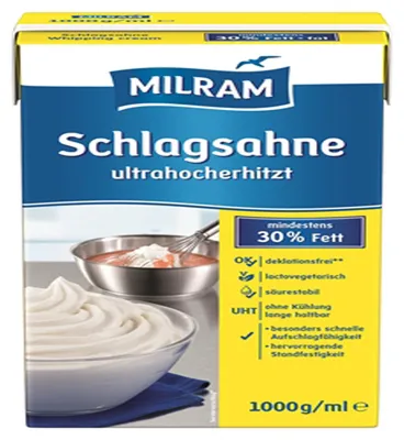 Produktbild von MILRAM Haltbare Schlagsahne ultrahocherhitz Faltschachtel 1000ml