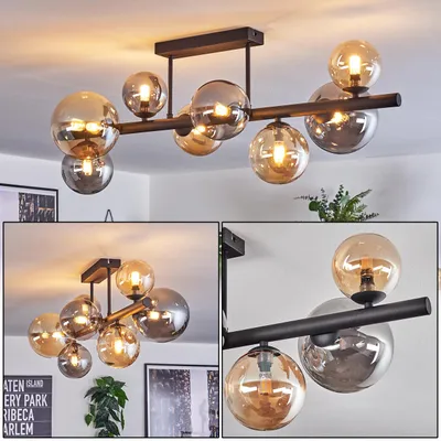 Produktbild von Isorella Deckenlampe aus Metall/Glas in Schwarz/Rauch-/Bernsteinfarben