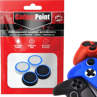 Produktbild von Thumbgrips - Thumb Grips voor PlayStation, PS5, Xbox X/S, One & Switch Pro Controller - Gaming Thumbgrips - Performance Anti-Slip Thumbsticks - Bescherming Accessoires - Wit Lichtblauw en Zwart Lichtblauw -