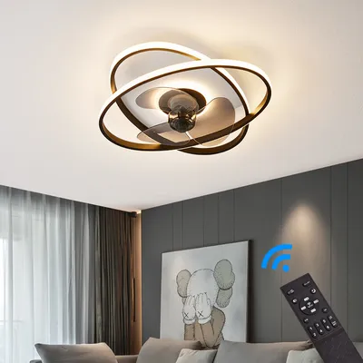 Produktbild von Deckenventilator mit LED Beleuchtung 3343  Deckenlampe schwarz Ø 50cm 96W mit Fernbedienung Lichtfarbe/Helligkeit einstellbar dimmbar LED Deckenleuchte fan light ceiling