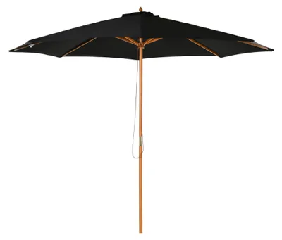 Produktbild von SonnenschirmØ300cm,SonnenschirmmitUVSchutzBalkonschirmausHolzStrandschirmstabilMarktschirmSonnenschutzfürStrandTerrasseGarten,Schwarz