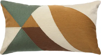 A rectangular pillow with a geometric pattern.