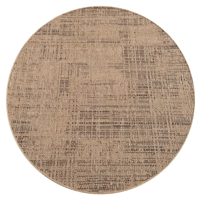 Produktbild von Outdoor Teppich wetterfest Modern Flachgewebe, Jute-Optik für Terrasse & Balkon Beige Braun Grösse 120 cm Rund