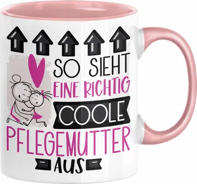 Produktbild von Pflegemutter Geschenk Tasse Geschenkidee für Pflegemutter Geburtstag Weihnachten Spruch So Sieht Eine Richtig Coole Pflegemutter Aus Kaffee-Becher  (Rosa)