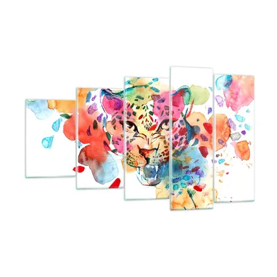 Produktbild von Bilder auf glas - Farbe Konzept Katze - 100x60cm - Glasbilder - Wandbilder - Kunstdruck - zum Aufhängen bereit - Wanddekoration aus Glas - Glas Bilder - Wandbild auf Glas - 5 Teile - GEG100x60-3068