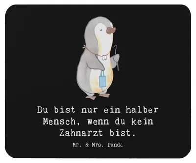 Produktbild von Mr. & Mrs. Panda Mauspad Zahnarzt Herz - Schwarz - Geschenk, Mousepad, Mouse Pad, laptop, mousematte, computer