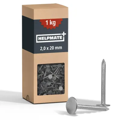 Imagen del producto de HELPMATE – Clavos para tejas, 2,0 x 20 mm, galvanizados mecánicamente – 1 kg. Clavos para tejas, tipo Ty