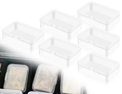 Image de Petites boîtes de rangement transparentes en plastique, mini-boîtes vides de 7,5 x 5 x 2,1 cm avec couvercle, pour petits objets