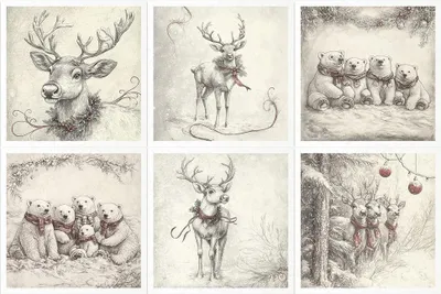 Produktbild von Reispapier-Set 14,8×14,8 cm – RSM196 – Hirsche im Nebel – ITD Collection