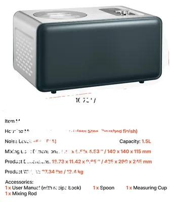 Image de Machine à glace, compresseur intégré, 3 modes, 1,5 litre