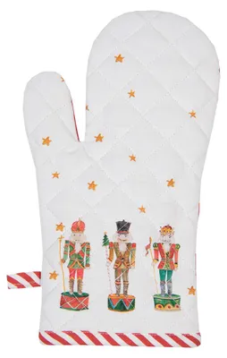 Obrázok produktu pre Clayre & Eef Detská rukavica do rúry 12x21 cm Biela červená bavlnená luskáčik