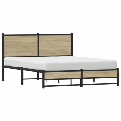 Produktbild von vidaXL Metallbett ohne Matratze Sonoma-Eiche 150x200 cm