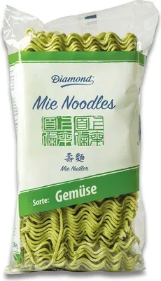 Produktbild von [ 250g ] DIAMOND Mie Noodles mit Gemüsegeschmack / Mie Nudeln mit Gemüsepulver ohne Ei / Wok Nudeln