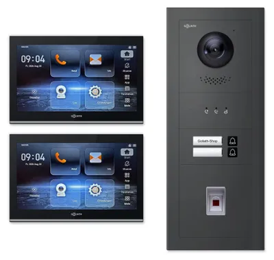 Produktbild von Goliath Premium IP GL-IPH230A.4 Video-Türsprechanlage, 2 Familien, 2× 10 Zoll Schwarz, Anthrazit, Unterputz