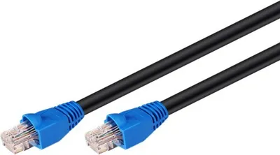 Produktbild von 5X Goobay 94394 CAT 6 Outdoor-Patchkabel, U/UTP, Schwarz, 40 m - CCA Kupfergemisch Material für SOHO-Anwendungen, PE-Außenmantel