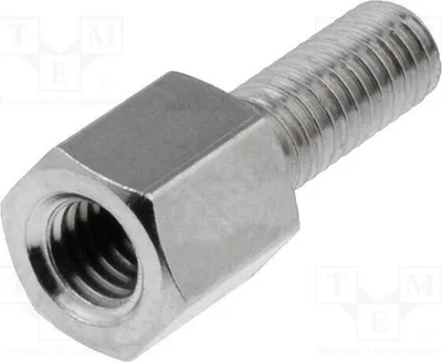 Zdjęcie produktu dla 10 sztuk, łącznik dystansowy z gwintem, gwint zewnętrzny: M3, gwint wewnętrzny: M3, długość: 5 mm, mosiądz, element dystansowy