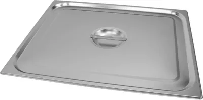 Zdjęcie produktu dla Pokrywka do pojemników GN ze stali nierdzewnej Mega-M, odpowiednia do pojemników GN 2/1 650x530mm