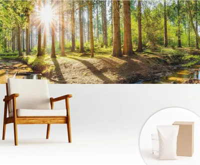 Produktbild von Fototapete - 250x104 cm - Tapete - Wandtapete - Wandbilder - Dekofolie - Tapete Folie - Wand - Dekoration - Wohnzimmer - Waldidylle