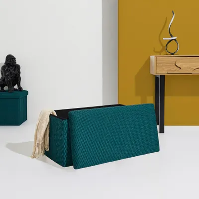 Image de Coffre Banc Pliable - HOME DECO FACTORY - Atome - Bleu