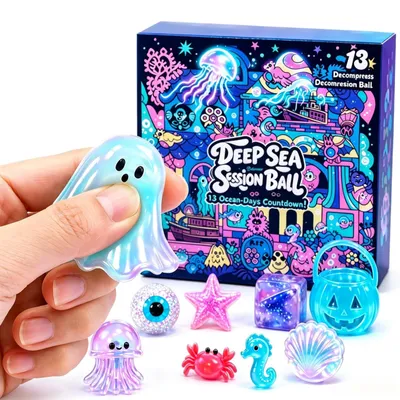 Obrázok produktu pre Halloween Squishy Adventný Kalendár 2026 so Sadou Squishy na 13 Dní Trblietavý