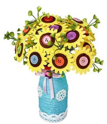 Produktbild von Filz Blumenstrauß DIY Set Sonnenblumen - Filzblumen mit Glasvase Bastelset ab 6 Jahren