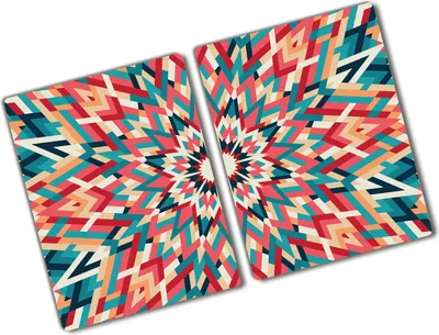 Produktbild von Tulup Glas Herdabdeckplatte - 2x40x52 cm - Glaskeramikkochfeld-Abdeckung Spritzschutz Glasabdeckplatte Kochplattenabdeckung und Schneidebrett - Zweiteilig - Kunst: modern & klassisch - Kaleidoskop - Mehrfarbig