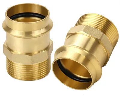 Productafbeelding van Messing persfitting met buitendraad adapter - geschikt voor drinkwater en verwarming, 18 mm x 1/2 inch - 2 stuks