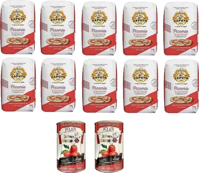 Produktbild von 10x Farina Molino Caputo Pizzeria per Pizza Napoli Pizzamehl Pizza Mehl 1kg + Italian Gourmet 100% italienische geschälte Tomaten dosen 2x 400g