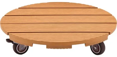 Produktbild von NATURE WPC Pflanzenroller mit 4 Lenkrollen, Ø 38 cm, Höhe 8,6 cm, 2 Bremsen, Holzoptik