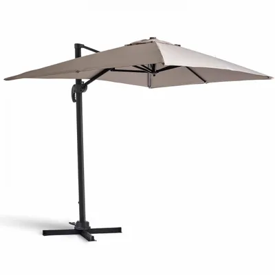 Image de Parasol déporté inclinable et rotatif 2x3m en aluminium taupe - Oviala Amalya